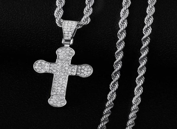 

chains 2021 fashion cross pendants necklace men silver hip hop iced out long chain religious gifts cool for women jewelry1108054