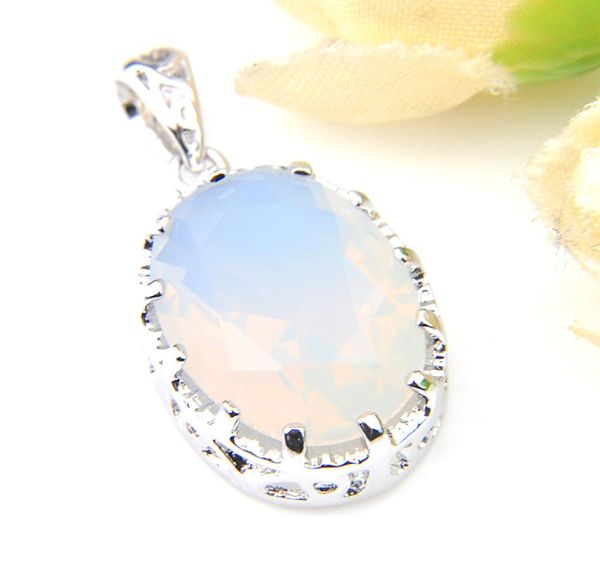 

luckyshine new white oval rainbow moonstone silver plated women039s pendants for necklaces jewelry8325240