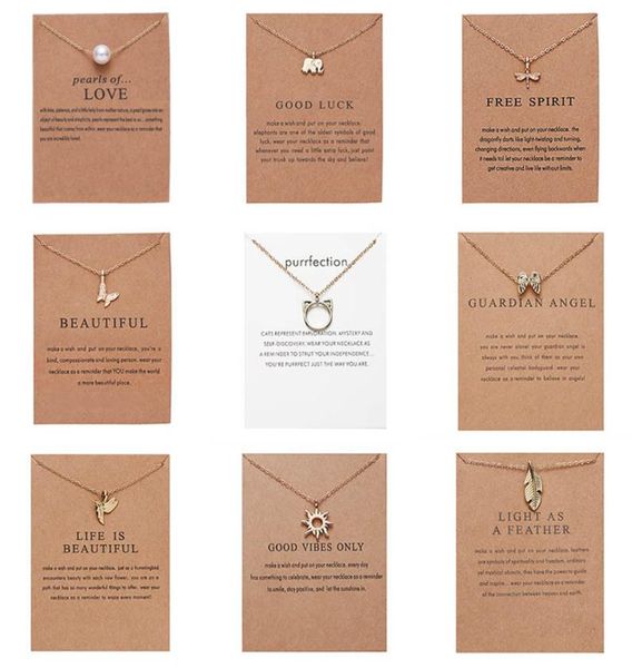 

cr jewelry arrival dogeared necklace with gift card elephant pearl love wings cross key zodiac sign compass lotus pendant for wome7518499, Silver