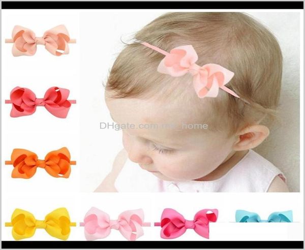 

hair baby kids maternity drop delivery 2021 girls mini bow tie knot headbands 3 inches wrap safety elastic hairband baby infant to9606835, Slivery;white