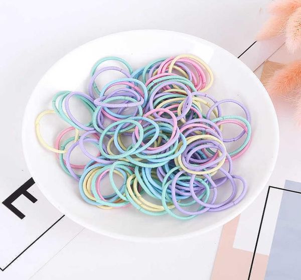 

100pcsset children girls hair bands candy color hair ties colorful basic simple rubber band elastic scrunchies hair accessories8771162, Pink