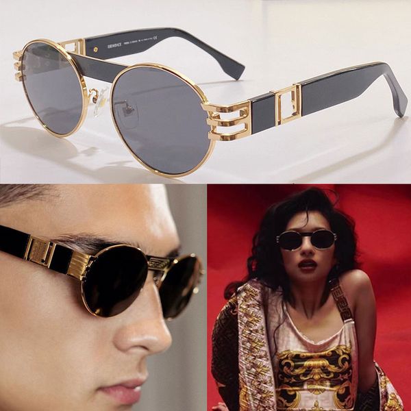 

classic oval sunglasses fashion lady designer metal frame circular lens fashion women metal glasses 40045u 55-20-145 lunettes de soleil, White;black