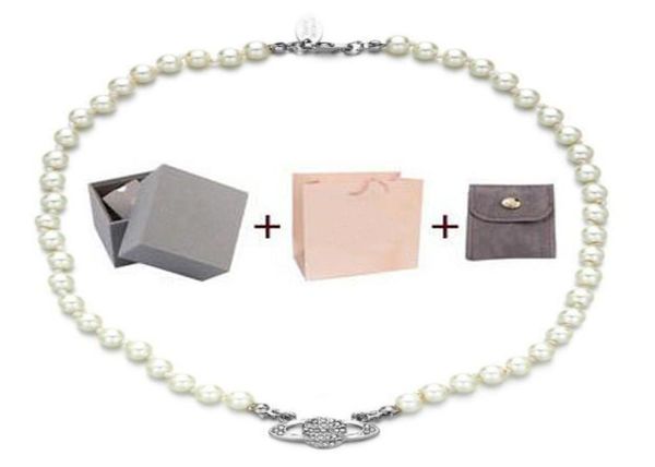 

with box fashion crystal satellite planet pearl necklace clavicle chain necklace baroque choker for women party jewelry gift3640831, Silver