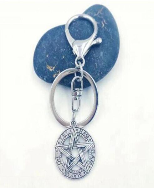 

wicca pagan goth jewelry pentagram charms handbag car key holder keyring keychain lobster clasp for decorative gift 74952771, Slivery;golden