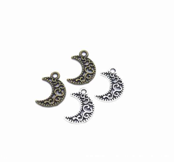 

800pcs lot moon charms crescent moon charm pendant beads filigree antique silver antique bronze 1812 mm3312026, Bronze;silver