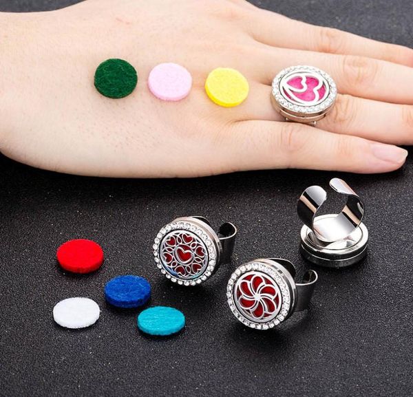 

alloy rhinestone perfume ring tree of life essential oil diffuser aromatherapy locket ring for women men 1pc pads2053646, Golden;silver