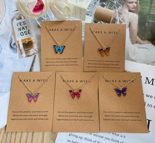 

butterfly enamel colorful dainty pendant adjustable necklace for women girls couple elegance charm valentines birthday wedding gif5354006, Silver