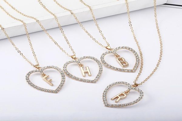 

new crossborder products in europe and the united states are simple fashion diamond peach heart 26 letter love necklaces9432851, Silver