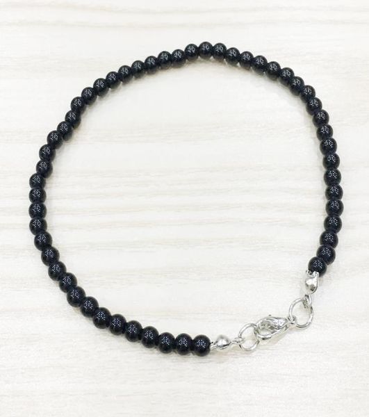 

mg0138 whole black onyx anklet handamde natural stone mala beads anklet 4 mm mini gemstone jewelry6854151