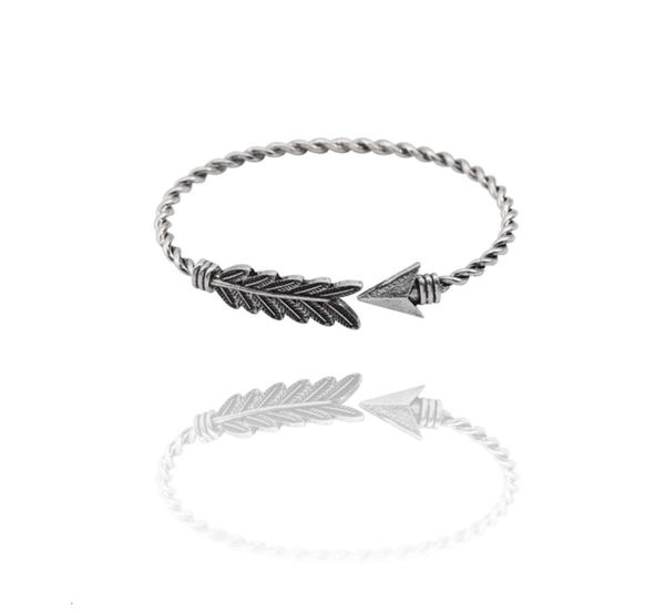 

vintage bronze silver bracelets for women bangles leaf bracelet arrow love bracelet femme adjustable lover xmas gift6419906, Black