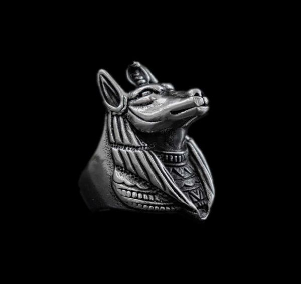 

egypt mythology death anubis stainless steel ring egyptian jackal god underworld gatekeeper biker rings rock jewelry1567526, Silver
