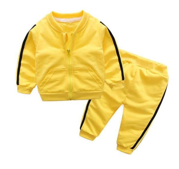 

baby boy and girl set twopiece baby clothes longsleeved trousers zipper stripes spring and autumn new 70cm120cm2663535, White