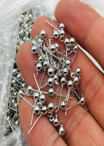 

whole ball post stud earring with open loop earring for pendant diy jewelry making4026876, Blue;slivery