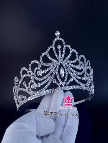 

bridal tiara crystal rhinestone crowns wedding hair accessories princess beauty pageant queen cross crown for show or party 02238m6242276, White;golden