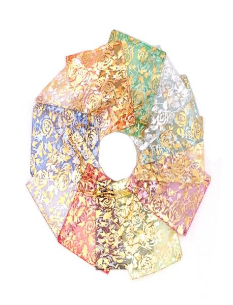 

gold love heart rose organza bag 200pcslot 9x12cm wedding gift christmas bags jewelry packing drawstring bags1364977, Pink;blue