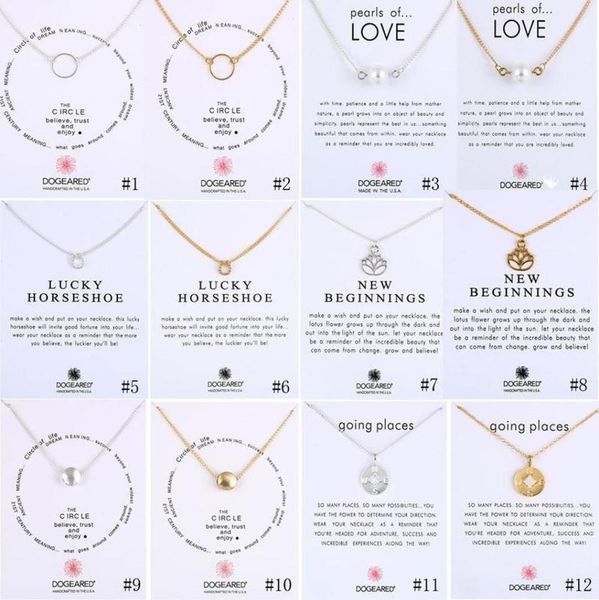 

2020 fahmi dogeared necklaces with gift card circle pearls horseshoe compass lotus flower pendants gold silver chain for women j3487653