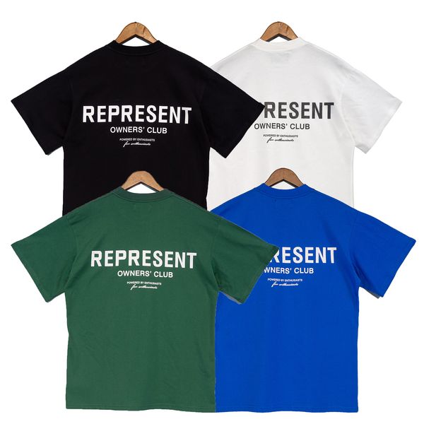 

men's t-shirts reprreesent cotton owner's club tee brown grey green blue casual short sleeves oversized fashion clothing size s-xl, White;black