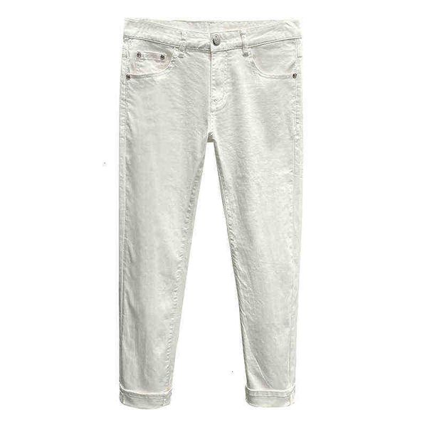 

men's jeans designer brand fashion high-end white spring and summer embroidery small straight leg elastic pants 5lqq, Blue