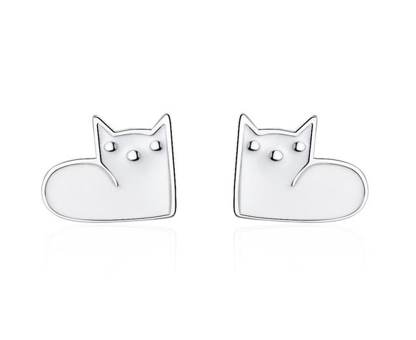 

tt197 s925 sterling silver needle super cute cats ear stud earrings female personality epoxy black cat jewelry for young girl gif9659057