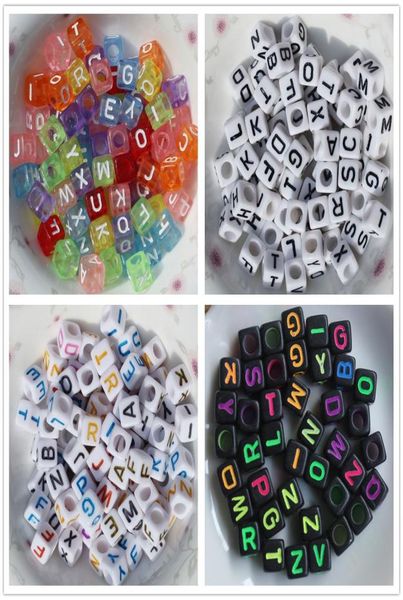 

800 pieces 4 color acrylic alphabet letter random az cube beads for jewelry making bracelets necklaces key chains and kids jew3470293, Black