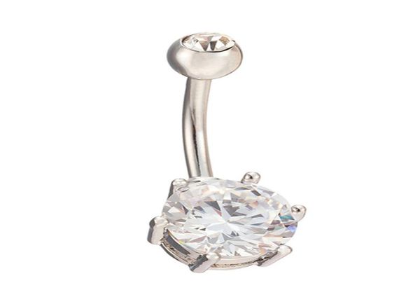 

new prong setting round cut cubic zirconia copper navel ring bar belly button ring barbell body piercing9624644, Silver