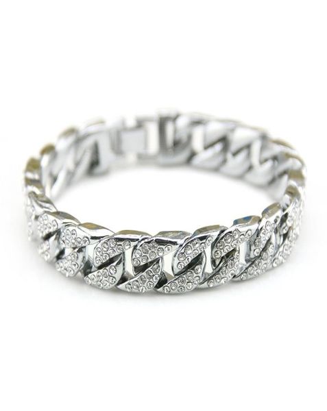 

exaggerated heavy full rhinestone link chain bling bracelet gifts hip hop rap empire personality mens punk bracelet jewelry5165968, Black