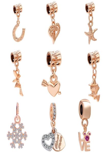 

moq 20pcs rose gold starfish angel magic girl hanging bead charms fit original bracelet jewelry diy j0244285896, Bronze;silver