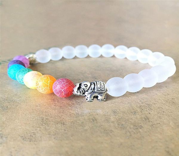 

7 chakra elephant charm beaded bracelet mala bead yoga energy bracelet jewelry for men women4538904, Black