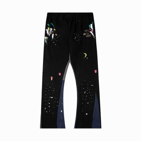 

men's pants galleryse depts mens womens sweatpants galleryes dept speckled letter print mans couple loose versatile casual straight hip, Black