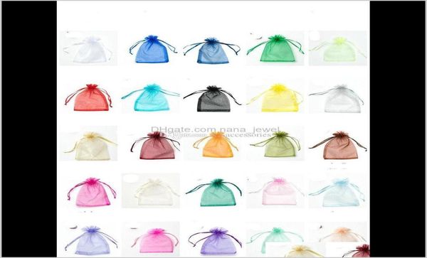 

pouches packaging display drop delivery 2021 whole 912cm mixed organza jewelry wedding party favor xmas gift bags purple blue 3552428, Pink;blue