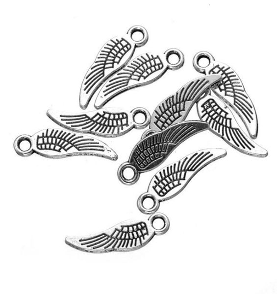 

bulk 1000pcs alloy antique silver tone 2 sided 186mm angel wing charms pendant collection for bracelet necklace diy3034711, Bronze;silver