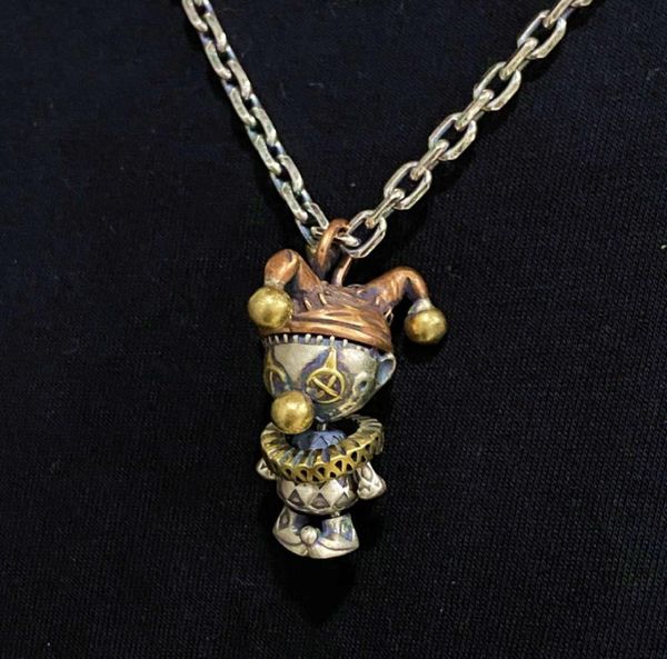 

clavicle chains925 thai used pure voodoo clown doll personality popular silver necklace pendant female2532604, Golden;silver