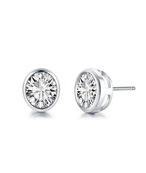

925 sterling silver bling earring set white color cute round stud earrings for women fashion jewelry birthday gift whole fine 8409590, Golden;silver