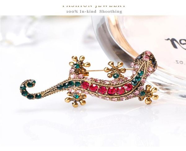 

golden plated vintage crystal lizard brooches pin women wedding party jewelry alloy crystal colorful brooch pins8633997, Gray