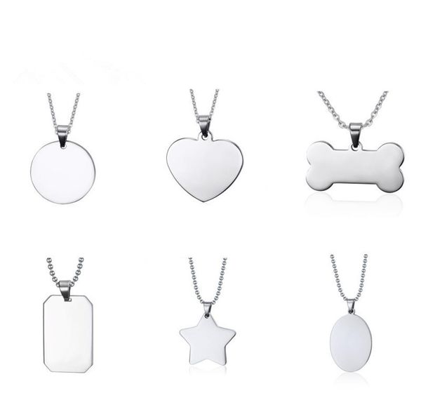 

fashion stainless steel necklaces for women and men creative bone star heart shaped blank dog tag pendant necklace jewelry gifts4875236, Silver