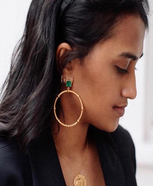

fashionhoop earrings exaggerated large circle malachite stud earrings unique personality classic circle designer earrings 6629747, Golden;silver