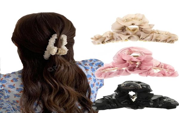 

solid color hairclips for women simple claw clip large lace 12cm geometric hair clips girls hair accessories8274697, Slivery;white