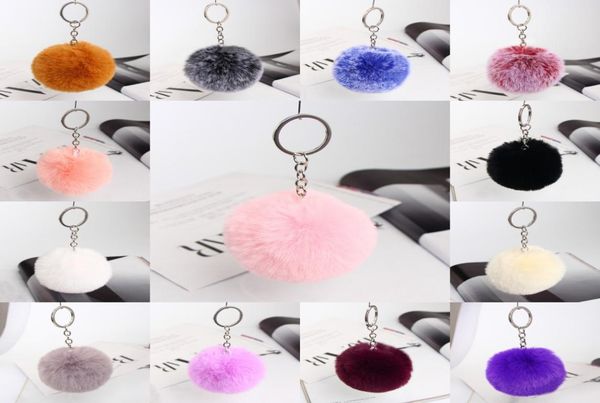

8cm big faux rabbit fur pompom key rings jewelry pendant fluffy ball keychain for women bag charm accessories whole kimterx913995924, Slivery;golden