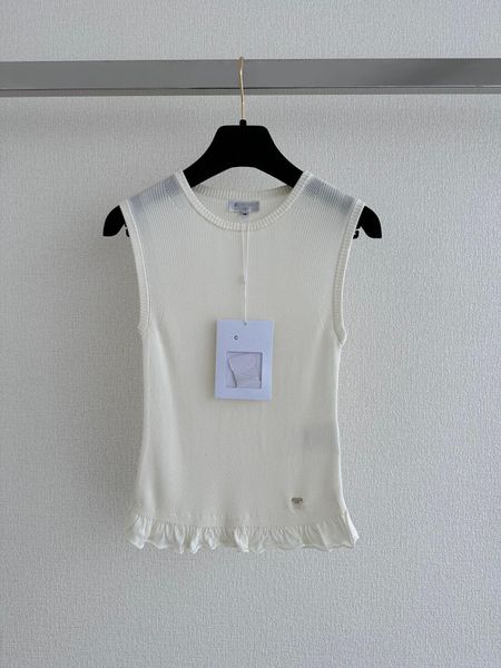 

designer summer women fashion embroidered cotton-blend tank shorts designer skirts dress bra vest ladies solid vintage t shirt loewe knitte, White