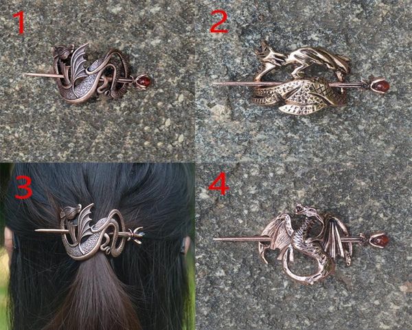 

hair clips barrettes viking vintage dragon hairpin magic barrette wyvern women headwear accessories amulet jewelry for gift8363434, Golden;silver