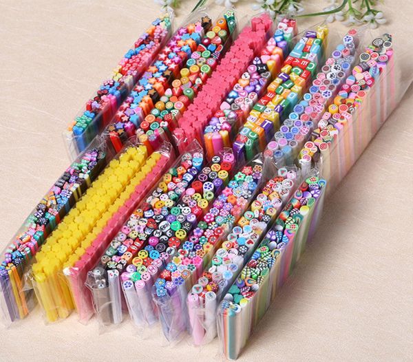 

50pcs nail art decorations fruit flower feather fimo canes stick rods polymer clay stickers nails tips manicure accessories new1870820, Black