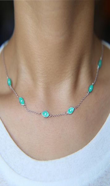 

white enamel turkish evil eye tiny dainty charm link chain thin 100 925 sterling silver 337cm choker necklace for women girl jew2373430