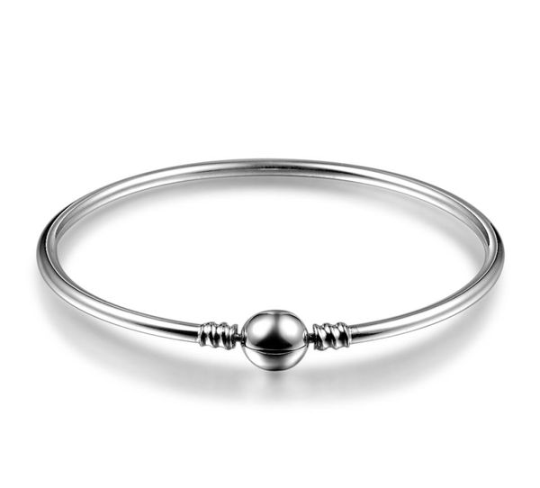 

new signature round clasp bangle 100 authentic 925 sterling silver jewelry charm bangle bracelets for women fits european beads d4349397, Golden;silver
