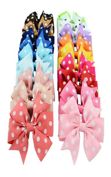 

20pcs hair bow polka very beautiful dot grosgrain ribbon bows with clip boutique hair accessorise hd5923981448, Slivery;white