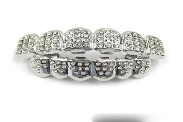 

gold grills hip hop gold iced out cz diamonds teeth silver hiphop jewelry gold teeth grillz rhinestone ottom grills set s7990186, Black
