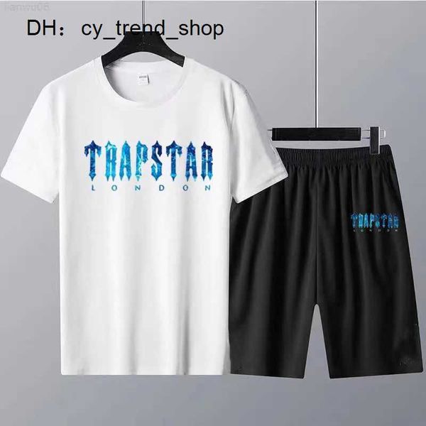 

men's t-shirts new summer trapstar shirt and shorts set luxury brand cotton tshirt print piece suit women's tracksuit z02211, White;black