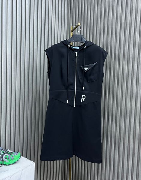 

2023 women's casual dresses embroidered letter dress triangle print women designer sleeve skirts ladies party night club dress, Black;gray