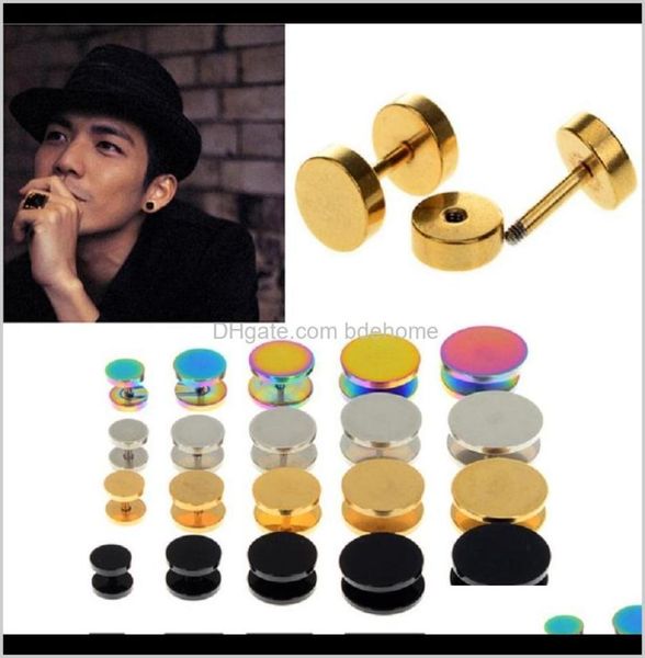 

stud 10pcs stainless steel faux fake ear plugs flesh tunnel gauges tapers stretcher earring 614mm piercing jewelry fnjnm jphvb7168271, Golden;silver