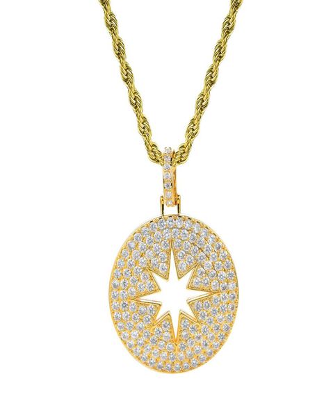 

circular hollow out star pendant necklaces zircon personality hiphop in europe and the micro6250418, Silver