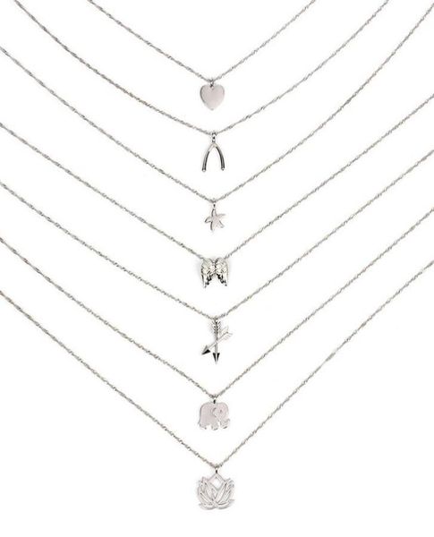 

jrl dogeared necklace good luck elephant pendant multilayer necklace combination set noble and delicate choker collarbone chain k7310622, Silver
